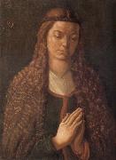 Young Woman in Prayer with Loose Hair